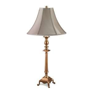   6649/6695 Antique Solid Brass Table Lamp with Golden Beige Sewn Shade