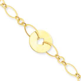 New 14k Yellow Gold Disc Springlock Bracelet 7.25in  
