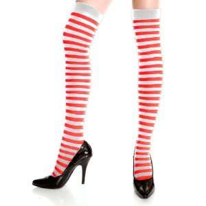   Legs Striped Thigh High (Red and White) Adult / Red 