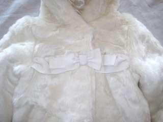NWT Baby Gap Photo Op Faux Fur Coat 6 12 12 18 18 24 Months Ivory Bow 