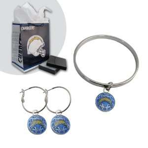   San Diego Chargers Bracelet and Hoop Earring Set