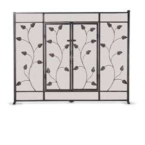  Flat Leaf & Vine Fireplace Screen with Doors