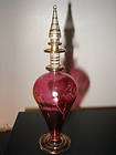 Decorative Collectible Hand Blown Glass Perfume Bottle Gold Trim 