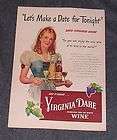 1947 Beautiful Virginia Dare Wine Ad. Great Colorful Magazine Ad