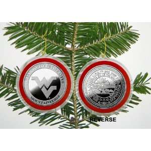  West Virginia Mountaineers Silver Coin Ornament Sports 