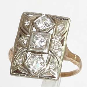 14K White & Yellow Gold Art Nouveau .90 CTW Diamond Antique Ring VS/G 