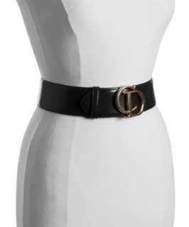 Christian Dior black calfskin CD logo wide belt   