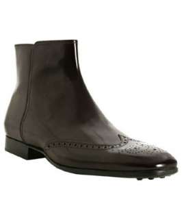 Tods dark brown leather wing tip ankle boots  