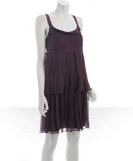Vera Wang Lavender Label plum crinkled chiffon tiered tank dress 