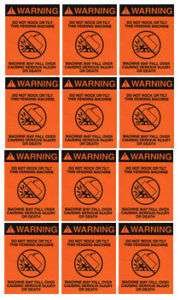 SODA machine safety decals, do not tip qty 12  