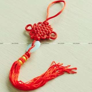 Car Auto Jade Coin Lucky Red Tassel Handmade Chinese Knot Ornament 