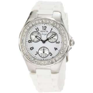 Invicta Womens 1648 Angel Crystal Accented White Dial White Silicone 