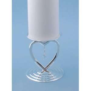  Crystal Heart Charm Pillar Candle Holder