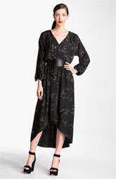 Rebecca Taylor Aristotle Print Faux Wrap Silk Dress $425.00