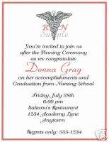 20 Graduation Party Invitations/Nurse/Caduceus/Red  