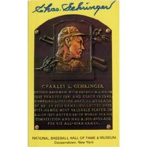  Signed Gehringer, Charlie Hall of Fame Plaque Post Card 