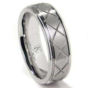    Cobalt XF Chrome 8MM Diamond Cut Wedding Band Ring Sz 7.0 Jewelry