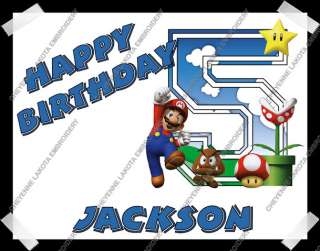 MARIO BROTHERS BIG NUMBER PERSONALIZED EDIBLE BIRTHDAY CAKE TOPPER 