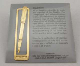 Sheaffer Pens 22kt Gold Plated Promotional Metal Bookmark   1980s 