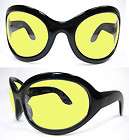 BIG Bugeye Bug Eye Gothic GOTH INDUSTRIAL Bono WRAP Sunglasses Yellow