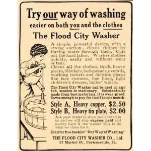 1909 Ad Flood City Clothes Washer Copper Curwensville   Original Print 