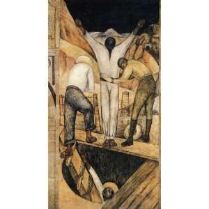 FRAMED oil paintings   Diego Rivera   24 x 44 inches   Exit from the 