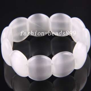 Pretty White Opal Beads Bracelet Stretch 7 H627  