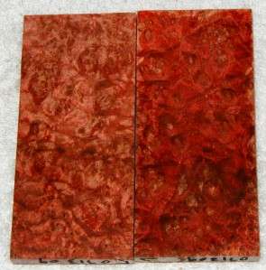 Bookmatched Red Dyed & Stabilized Black Ash Burl Knife Scales Grip 