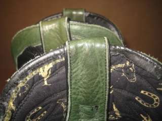 VINTAGE Custom Black Leather Red Heart Eagle Detail Cowboy Boots Women 