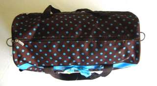 19 Duffel/Tote Bag Brown&Blue Polka Dots Luggage Purse  