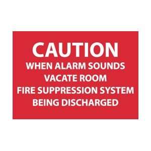 M96R   Caution When Alarm Sounds Vacate Room, 7 X 10, .050 Rigid 