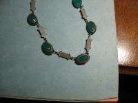 Vintage Green Glass Marcasite Art Deco Necklace  