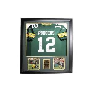 Aaron Rodgers Autographed Jersey on a 30X34 Deluxe Frame   Autographed 