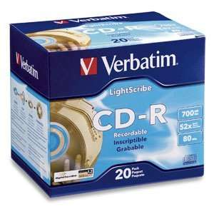  VERBATIM Disc, CD R 80 min, 700MB, LightScribe, 20/PK 