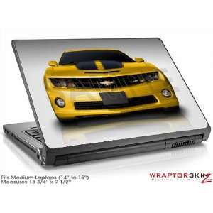  Medium Laptop Skin 2010 Chevy Camaro Yellow   Black 