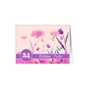  Invitation. 24th Birthday Party.Pink Tulips Card Toys 