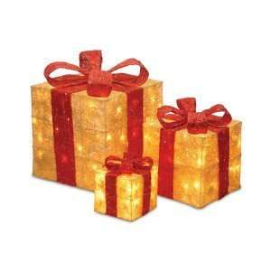  Pre Lit Indoor Outdoor Assorted Sisal Gift Boxes with 