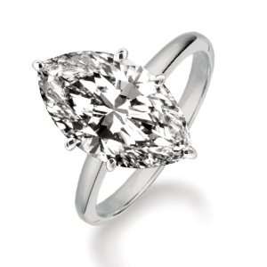  Certified 14k White Gold Marquise Cut Diamond Solitaire 