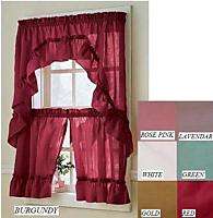 36 TIER CURTAIN PAIR AND SWAG SET  SOLID CHRISTMAS RED  