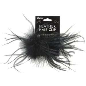  Ostrich Feather Hair Clip, Black 