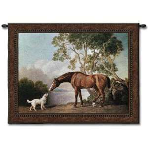  Fine Art Tapestry Bay Horse and White Dog Rectangle 0.53 x 