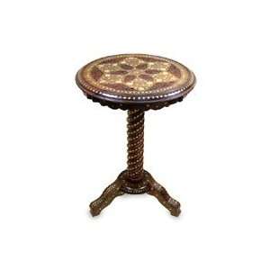  Brass inlay accent table, Indian Rococo