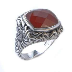  Bronzed By Barse Silver Overlay Square Carnelian Ring sz 
