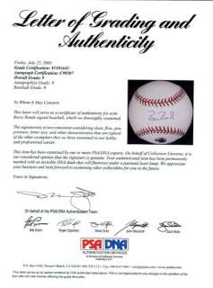 BARRY BONDS AUTOGRAPHED SIGNED MLB BASEBALL GRADED 9 PSA/DNA GIANTS 