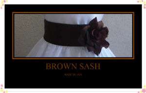 NEW CHOCOLATE BROWN SASH MATCH FLOWER GIRL PARTY DRESS  