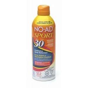 No Ad Sport Sunblock Continuous Spray UVA/UVB SPF 30   10oz (PACK OF 2 