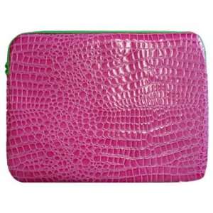    15 Zippered Laptop Case   Shiny Pink Faux Croc Electronics