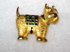 carol lee scottie terrier dog pin brooch plaid jacket gold