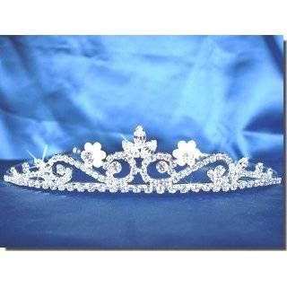  Princess Rhinestones Crystal Pearl Flower Wedding Prom Tiara Crown