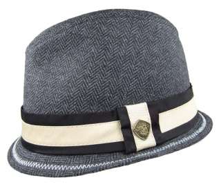Short Brim Ska Man SWANKY FEDORA Herringbone Grey Hat M  